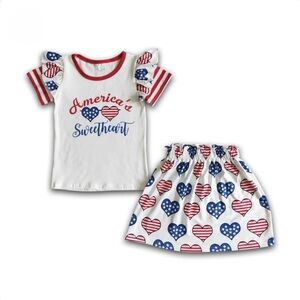America's Sweetheart Patriotic Two-Piece Set - White, Red & Blue Size 5-6T